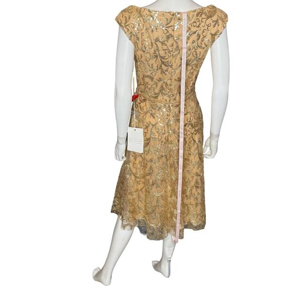 Mac Duggal Gold Sequined V Neck Cap Sleeve Dress 68012 Women’s Sz 6 NWT - Picture 5 of 8